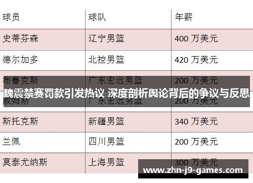 魏震禁赛罚款引发热议 深度剖析舆论背后的争议与反思