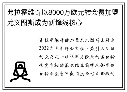 弗拉霍维奇以8000万欧元转会费加盟尤文图斯成为新锋线核心